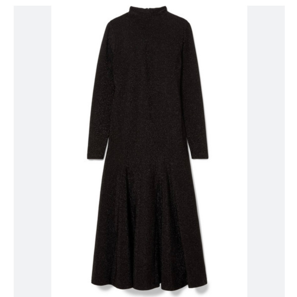 Ganni Baxter Glitter High Neck Midi Fit and Flare Dress - Picture 5 of 11